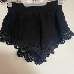 Women's Forever 21 Black Sexy Lace PJ Short Set (S/M))